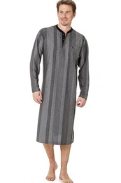 Nachthemd Klima Komfort Herren Sleepshirt (1-tlg) Langarm Rundhals mit Knopfleiste