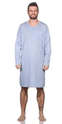 EloModa Herren Nachthemd Langarm (1-tlg) Blau/Hellblau/Grau