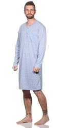 EloModa Herren Nachthemd Langarm (1-tlg) Blau/Hellblau/Grau