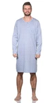 EloModa Herren Nachthemd Langarm (1-tlg) Blau/Hellblau/Grau