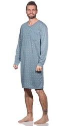 EloModa Herren Nachthemd Langarm (1-tlg) Grau/Blau/Hellblau