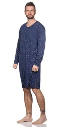 EloModa Herren Nachthemd Langarm (1-tlg) Blau/Lila/Dunkelblau/Hellblau