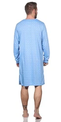 EloModa Herren Nachthemd Langarm (1-tlg) Hellblau/Blau