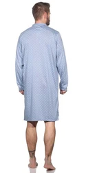 EloModa Nachthemd Herren langarm Sleepshirt mit Kragen Hellblau/Blau/Grau