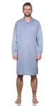 EloModa Nachthemd Herren langarm Sleepshirt mit Kragen Hellblau/Blau/Grau