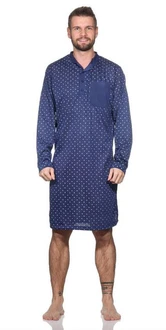 EloModa Nachthemd Herren langarm Sleepshirt mit Kragen