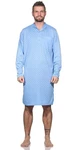 EloModa Nachthemd Herren langarm Sleepshirt mit Kragen Blau/Hellblau