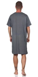 EloModa Nachthemd Herren Sommer Sleepshirt Grau/Dunkelblau/Blau