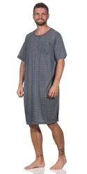EloModa Nachthemd Herren Sommer Sleepshirt Grau/Dunkelblau/Blau