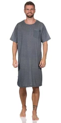 EloModa Nachthemd Herren Sommer Sleepshirt Grau/Dunkelblau/Blau