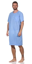 EloModa Nachthemd Herren Sommer Sleepshirt Hellblau/Blau