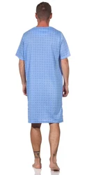 EloModa Nachthemd Herren Sommer Sleepshirt Hellblau/Blau
