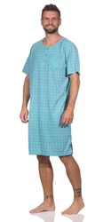 EloModa Nachthemd Herren Sommer Sleepshirt Türkis/Hellblau