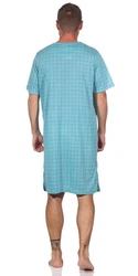 EloModa Nachthemd Herren Sommer Sleepshirt Türkis/Hellblau