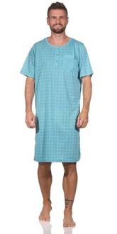 EloModa Nachthemd Herren Sommer Sleepshirt Türkis/Hellblau