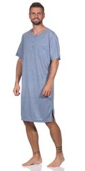 EloModa Nachthemd Herren Sommer Sleepshirt Blau/Grau/Hellblau
