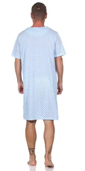 EloModa Nachthemd Herren Sommer Sleepshirt Hellblau/Blau