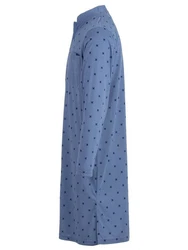 Lucky Nachthemd Langarm Stehkragen Blau/Grau