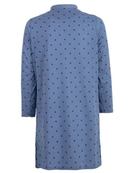 Lucky Nachthemd Langarm Stehkragen Blau/Grau