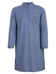 Lucky Nachthemd Langarm Stehkragen Blau/Grau