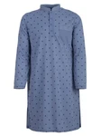 Lucky Nachthemd Langarm Stehkragen Blau/Grau