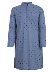 Lucky Nachthemd Langarm Stehkragen Blau/Grau