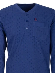 Henry Terre Nachthemd Langarm Blau/Dunkelblau/Hellblau