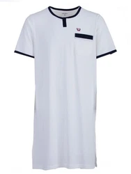 Henry Terre Nachthemd Kurzarm Dunkelblau/Weiß/Creme