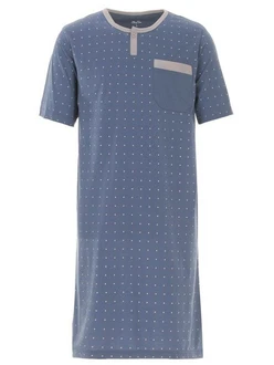 Henry Terre Nachthemd Kurzarm Grau/Blau Henry Terre Nachthemd Kurzarm Grau/Blau