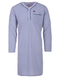 Henry Terre Nachthemd Langarm Dunkelblau/Lila/Blau