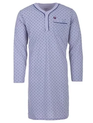 Henry Terre Nachthemd Langarm Dunkelblau/Lila/Blau
