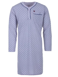 Henry Terre Nachthemd Langarm Dunkelblau/Lila/Blau