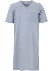 Lucky Nachthemd Kurzarm V-Ausschnitt Blau/Grau/Hellblau