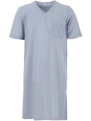 Lucky Nachthemd Kurzarm V-Ausschnitt Blau/Grau/Hellblau