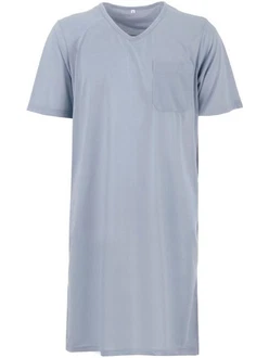 Lucky Nachthemd Kurzarm V-Ausschnitt Blau/Grau/Hellblau