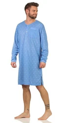 EloModa Nachthemd Herren Langarm Sleepshirt (1-tlg) Blau/Hellblau