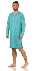 EloModa Nachthemd Herren Langarm Sleepshirt (1-tlg) Blau/Türkis/Grün