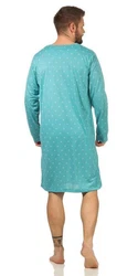 EloModa Nachthemd Herren Langarm Sleepshirt (1-tlg) Blau/Türkis/Grün
