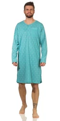 EloModa Nachthemd Herren Langarm Sleepshirt (1-tlg) Blau/Türkis/Grün