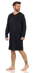 EloModa Nachthemd Herren Langarm Sleepshirt (1-tlg) Dunkelblau/Lila
