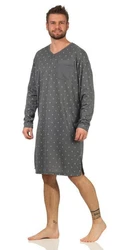 EloModa Nachthemd Herren Langarm Sleepshirt (1-tlg) Grau/Dunkelblau/Dunkelgrau/Lila