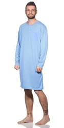 EloModa Herren Nachthemd Langarm Sleepshirt (1-tlg) Hellblau/Blau