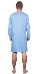 EloModa Herren Nachthemd Langarm Sleepshirt (1-tlg) Hellblau/Blau