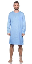 EloModa Herren Nachthemd Langarm Sleepshirt (1-tlg) Hellblau/Blau