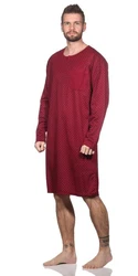 EloModa Herren Nachthemd Langarm Sleepshirt (1-tlg) Dunkelrot/Rot/Bordeaux