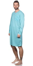 EloModa Herren Nachthemd Langarm Sleepshirt (1-tlg) Hellblau/Blau