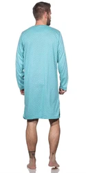 EloModa Herren Nachthemd Langarm Sleepshirt (1-tlg) Hellblau/Blau
