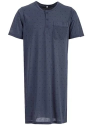 Lucky Nachthemd Kurzarm Dunkelblau/Grau/Blau