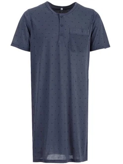 Lucky Nachthemd Kurzarm Dunkelblau/Grau/Blau