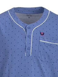 Henry Terre Nachthemd Langarm Blau/Hellblau/Fliederfarben